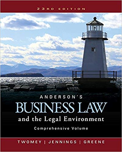 (eBook PDF)Anderson s Business Law and the Legal Environment, Comprehensive Volume 23th Edition by David P. Twomey,Marianne M. Jennings