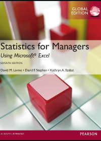 Solution manual for Statistics for Managers using MS Excel,7th Global Edition