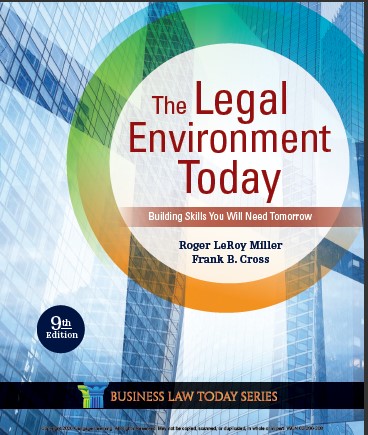Test Bank for Legal Environment Today 9th Edition by Roger LeRoy Miller,Frank B. Cross