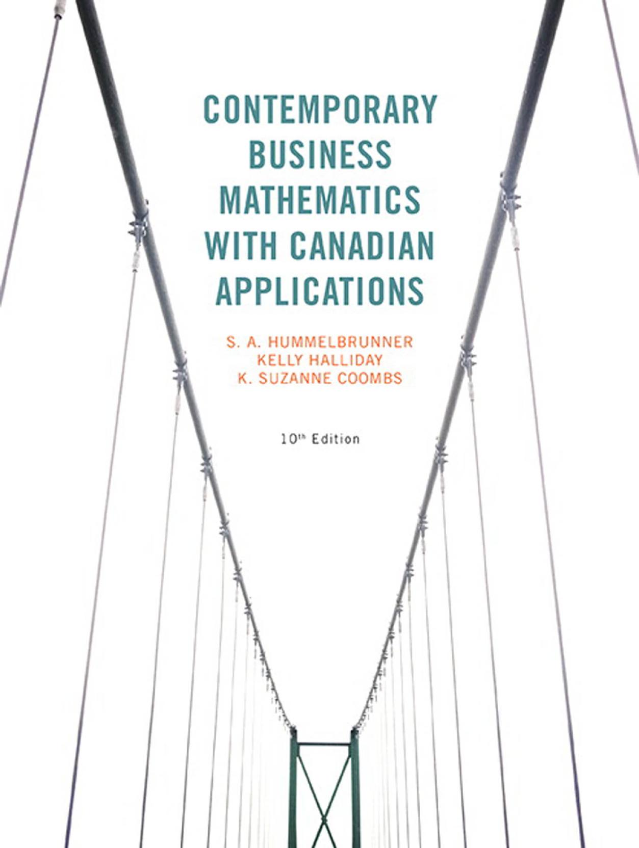 (eBook PDF)Contemporary Business Mathematics with Canadian Applications 10e by S. A. Hummelbrunner,Kelly Halliday