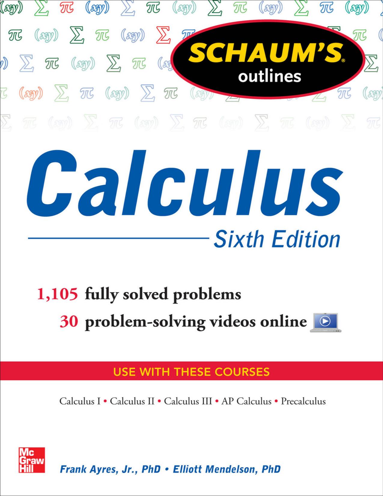 (eBook PDF)Schaum＆＃39;s Outline of Calculus, 6th Edition by Frank Ayres,Elliott Mendelson