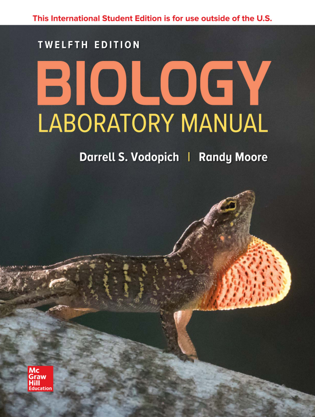 Test Bank for Biology Laboratory Manual 12th Edition by Darrell Vodopich