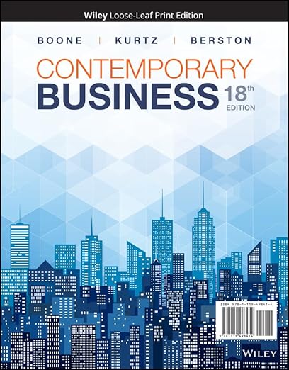 （Solution manual） Contemporary Business 18th Edition  by  Louis E. Boone , David L. Kurtz , Susan Berston