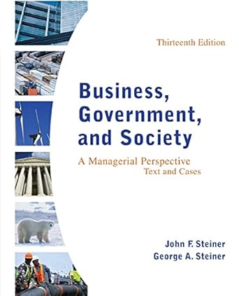 Test Bank  Business Government and Society A Managerial Perspective by  John F. Steiner , George A. Steiner Emeritus 