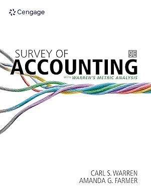 Test Bank  Survey of Accounting 9th Edition by Carl S. Warren , Amanda Farmer 