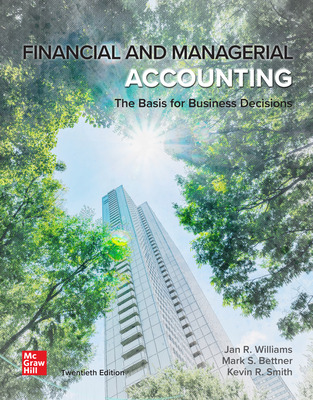 Test Bank for Financial and Managerial Accounting 20th Edition by Jan Williams, Mark S. Bettner, Kevin R. Smith