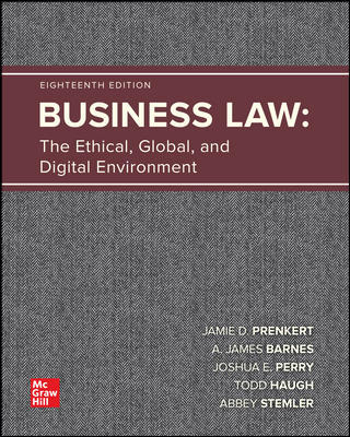 Test Bank for Business Law The Ethical Global and Digital Environment 18th Edition by Jamie Darin Prenkert