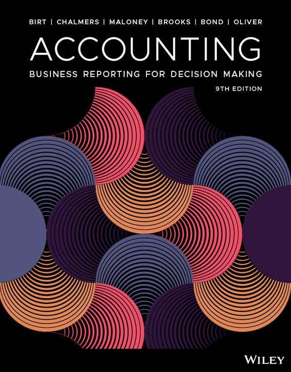 Solution manual for Accounting Business reporting for decision making 9th by Jacqueline Birt, Keryn Chalmers, Suzanne Maloney, Albie Brooks, David Bond, Judy Oliver