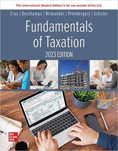 Test Bank for Fundamentals of Taxation 2023 Edition 16th Edition by Ana Cruz,Dan Schisler,Debra Prendergast,Frederick Niswander